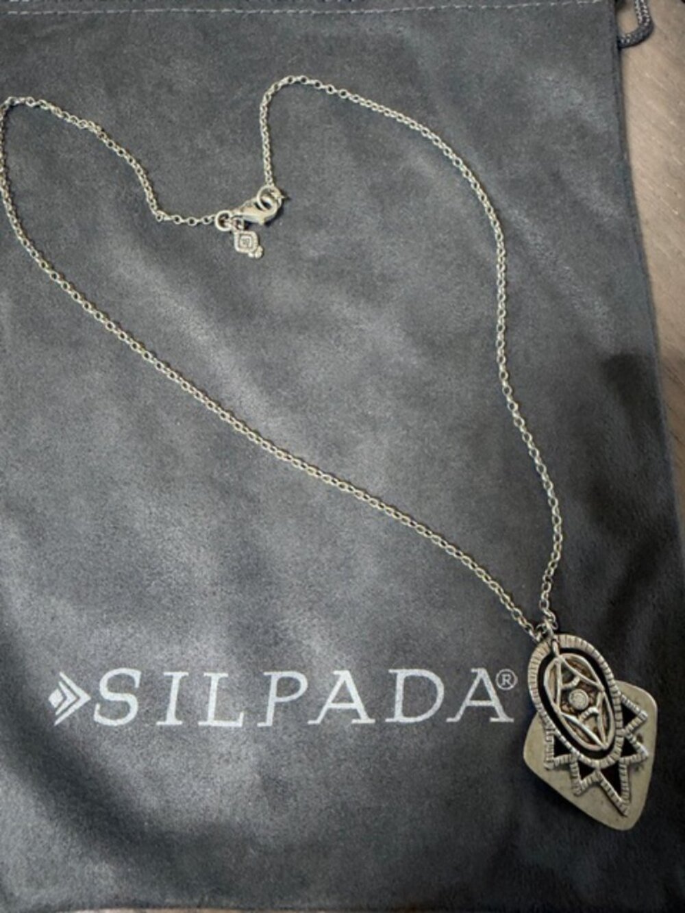 Silpada Retired "Art Deco" Geometric Chevron Shield Necklace N2801 18"